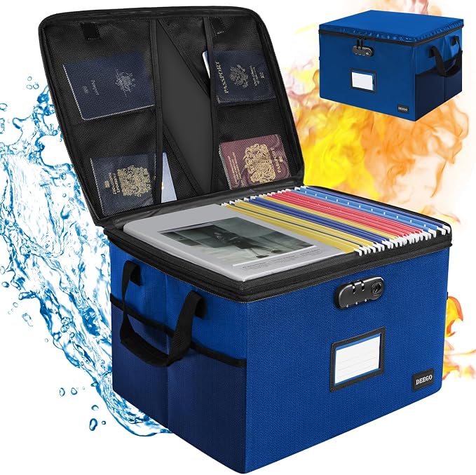 DEEGO File Box with Lock, Fireproof Document Box Organizer - Image 2