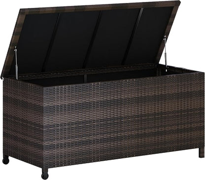 125 Gallon Large Deck Box Waterproof PE Rattan Outdoor Storage Box - Image 9