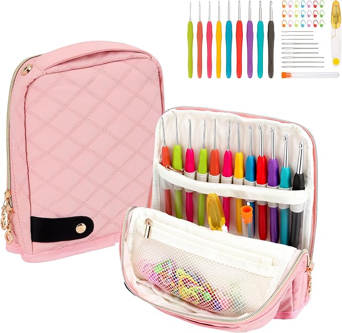 BAGCRAZY Stand-Up Crochet Hook Case Organizer, Travel Craft Holder by BAGCRAZY