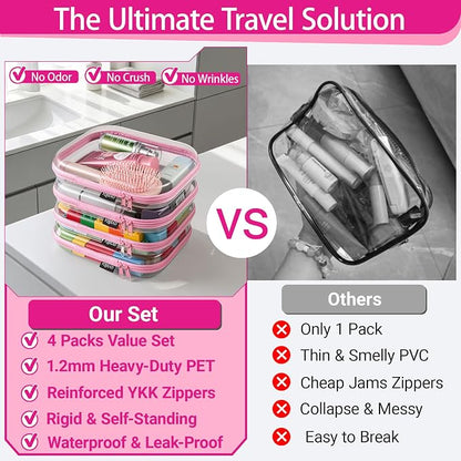 YQBRAO 4-Pack Clear Diaper Bag Organizer Pouches, 1.2mm Ultra-Thick PET Travel - Image 2