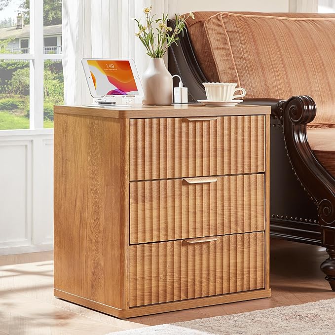LEYAOYAO Fluted Nightstand by LEYAOYAO-Findtheshiningpointofyourideallife%EF%BC%81