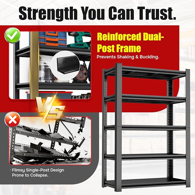 4-Shelf Heavy Duty Plastic Storage Shelves, 500lb Capacity, Large Modular - Image 5