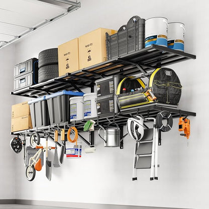 FLEXIMOUNTS 2x4ft Heavy Duty Garage Wall Shelving, 400lbs Capacity, Storage by FLEXIMOUNTS