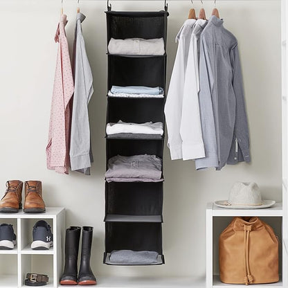 Household Essentials Black 6 Shelf Hanging Closet Organizer Shelf - Image 2
