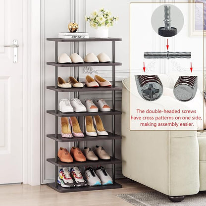 SORCEDAS Shoe Rack Vertical Shoe Shelf Narrow Tall Storage - Image 4