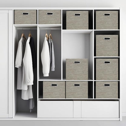 Posprica Closet Storage Bins, 4 Pack Large Closet Shelf Organizers, Linen - Image 5