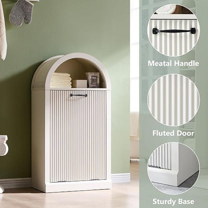 Arched Tilt-Out Trash Can Cabinet, Fluted 10 Gallon Trash Cabinet Set of 2 - Image 4