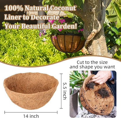 4 Pack 14 Inch Hanging Basket Coco Liners Replacement, 100% Natural Round - Image 2