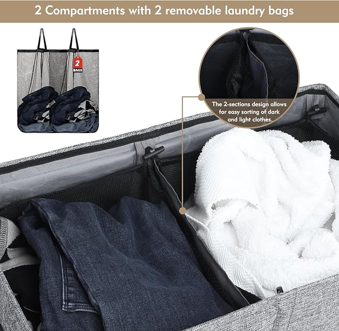 DOKEHOM 150L Double Laundry Basket - Image 5