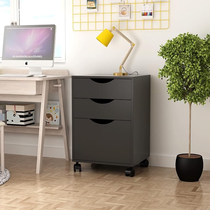 QDSSDECO 3 Drawer Mobile File Cabinet, Rolling Vertical Filing Cabinet fits A4 - Image 2