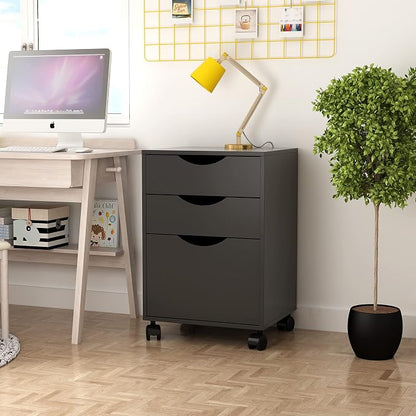 QDSSDECO 3 Drawer Mobile File Cabinet, Rolling Vertical Filing Cabinet fits A4 - Image 2