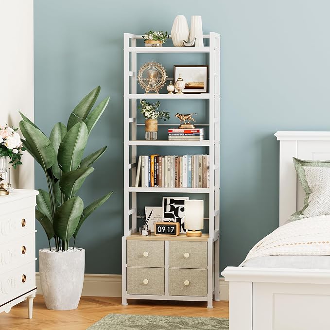 5 Tier Bookshelf, Modern Bookcase - Image 7