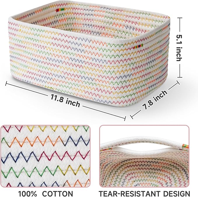 3-Pcs Shelf Baskets for Organizing, Closet Organizer Bins, Small Woven Baskets - Image 2