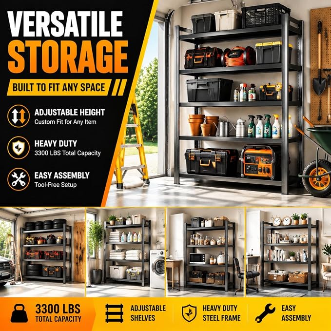Garage Shelving, Heavy Duty Storage Shelves, Adjustable Boltless Units | Metal - Image 8