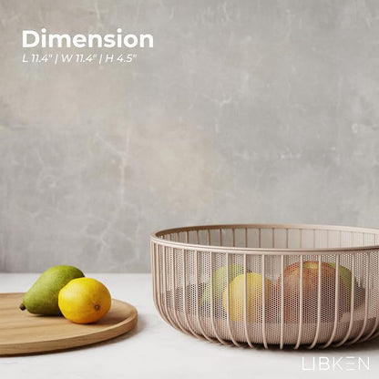 Metal Fruit Bowl Basket with Wooden Lid - Image 3