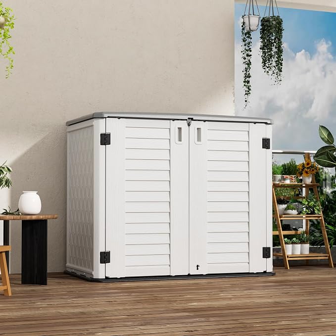 Outdoor Patio Storage Shed, Waterproof Horizontal Outdoor Storage Cabinet - Image 2