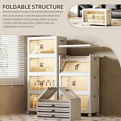 144 QT / 36 Gal Stackable Storage Bins w/Wheels & Magnetic Doors, Collapsible - Image 3