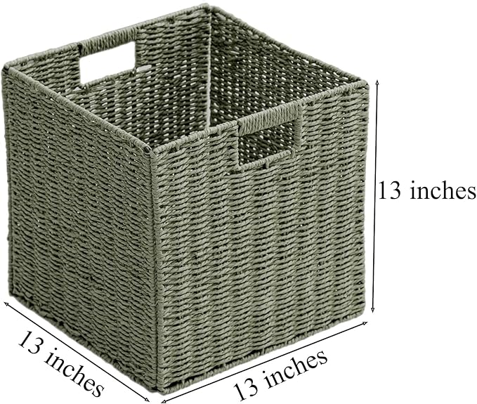 Handwoven Paper Woven Cube Basket Organizer - Image 2