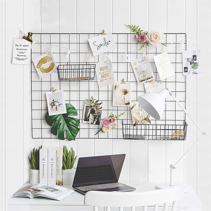 GBYAN Grid Wall Basket Wall Grid Panel Accessories Wire Straight Shelf - Image 2