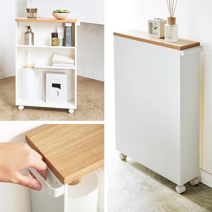 Yamazaki Home Slim Rolling Storage Cart – Narrow Bathroom Storage Cabinet - Image 4