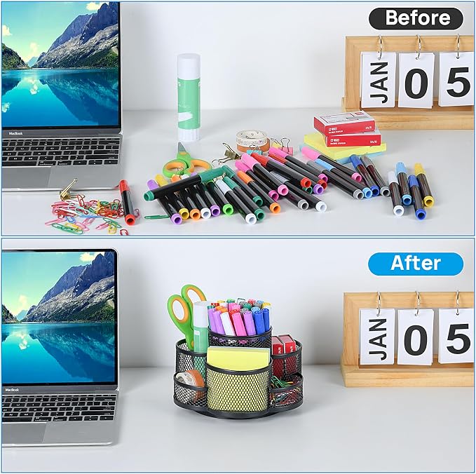 Topwey Pen Holder for Desk, 360 Rotating Pencil Holder, Cup Holder for Desk - Image 4