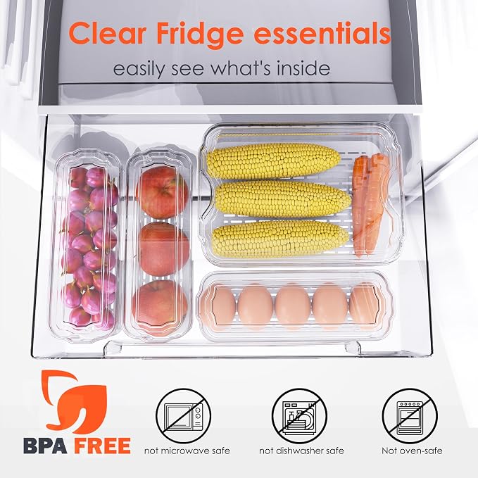 Fridge Organizers and Storage, 6 Pack Clear Freezer Organizer Bins - Image 2