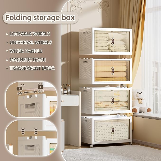 416 QT / 104 Gal Large Foldable Stackable Plastic Storage Cabinet - Image 5