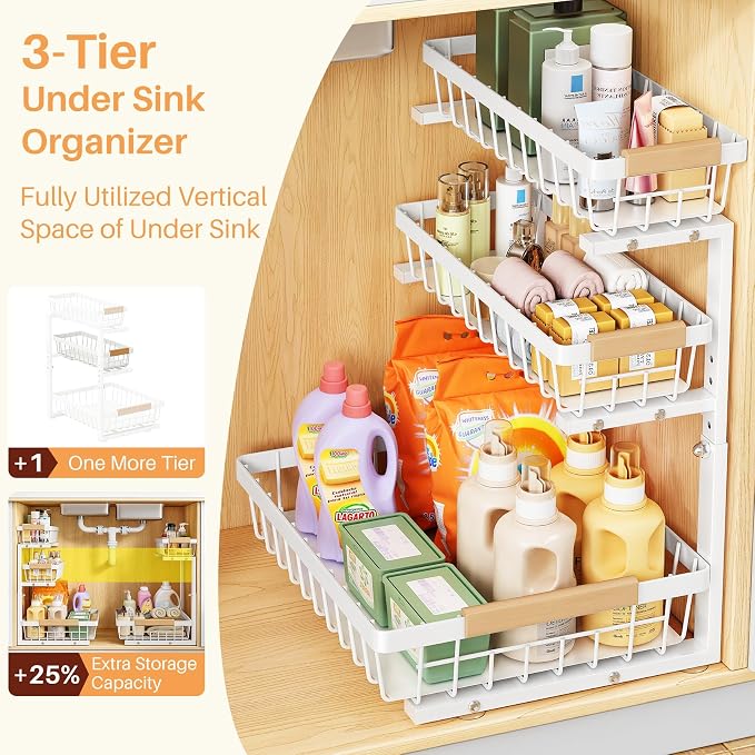 PXRACK Under Sink Organizer, Slide out Storage Drawer Rack - Image 3