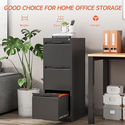 3 Drawer File Cabinet with Lock, Vertical Filing Cabinets - Image 8