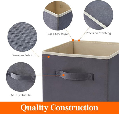 Lifewit Storage Cubes, 11 Inch Organizer Bins, 18L Gray, 6 Packs | Foldable - Image 2