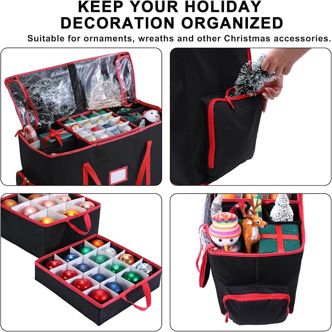 Large 2-in-1 Christmas Ornament Storage Box - Image 3