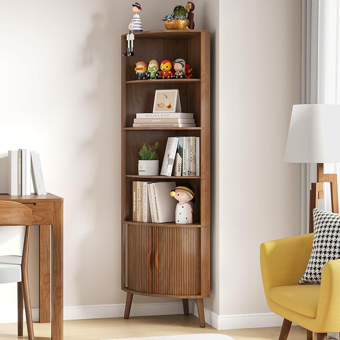 5-Tier Corner Shelf, 66.73''Tall Modern Corner Bookshelf, 5 Shelf Bookcase - Image 5