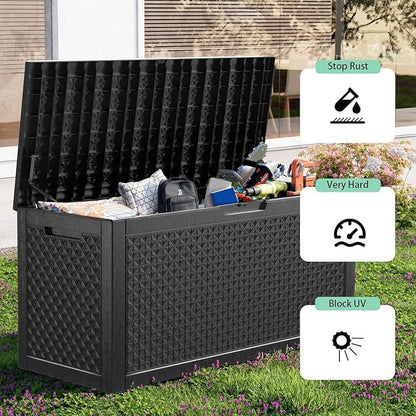Vixzen 75 Gallon Deck Boxes Outdoor Waterproof, Resin Lockable Storage Box - Image 4