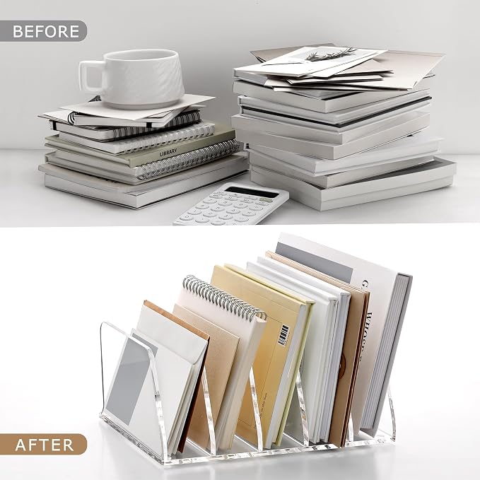 SANRUI Acrylic File Organizer for Desk, Mail Envelope Document Organization - Image 8