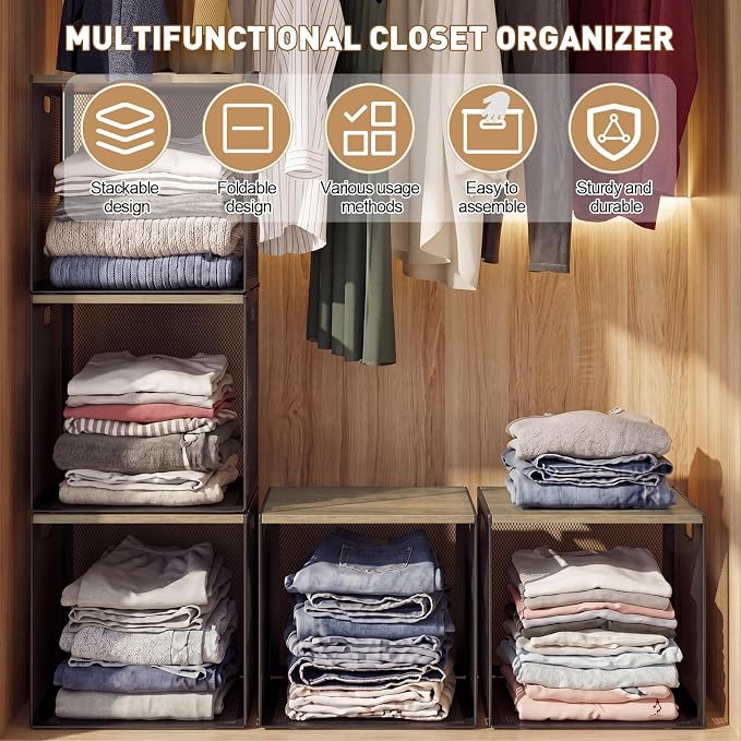 AceOrbit 3 Pcs Widened Stackable Closet Organizers and Storage - Image 3