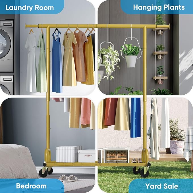 HOKEEPER Clothing Rack Gold Clothes Rack Heavy Duty Garment Rack - Image 7