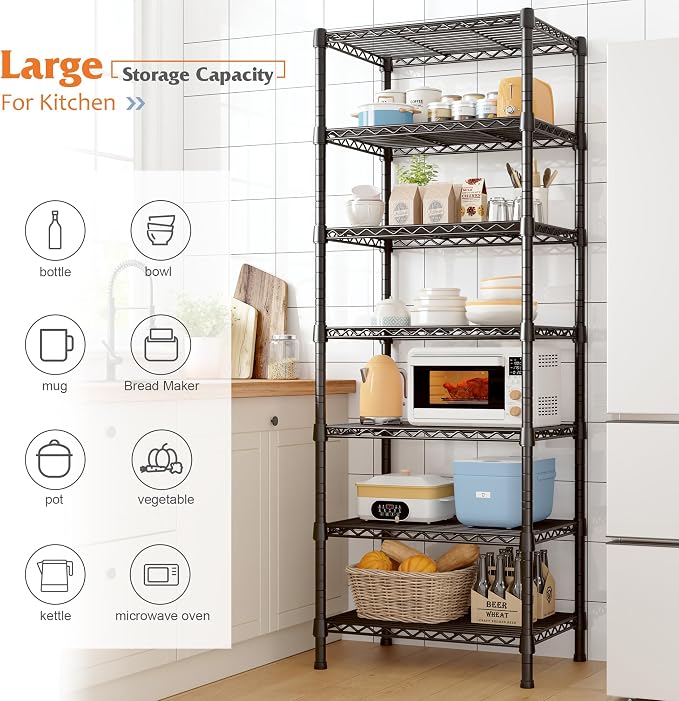REIBII 7-Tier Metal Shelving Unit, 71’’H x 18’’W x 18’’D, 1176 LBS Weight - Image 8