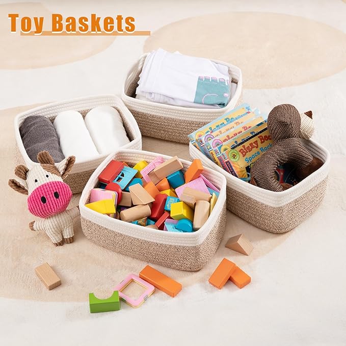 OIAHOMY 4 Pack Storage Baskets for Organizing, Small Bins for Shelves, Cute - Image 4