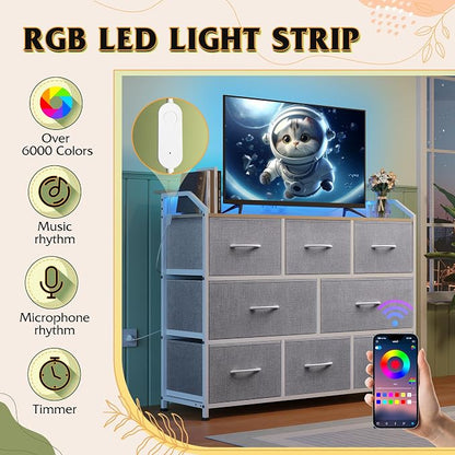 WLIVE Dresser for Bedroom, 8 Drawer LED Dresser - Image 5