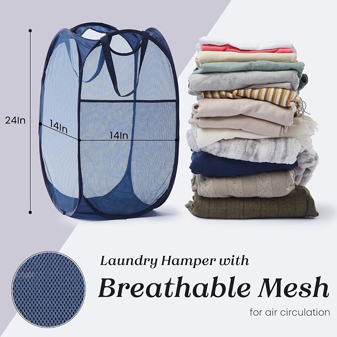 TECHMILLY Collapsible Mesh Pop Up Laundry Hamper - Image 5