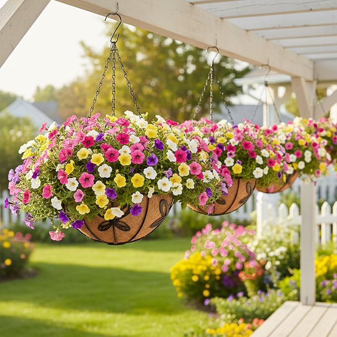 4pcs 14 inch Metal Hanging Baskets Round Wire Plant Stand - Image 5