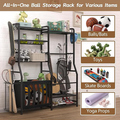 Garage Sports Equipment Organizer, Golf Bag Storage Rack, Heavy Duty Ball Holder - Image 3