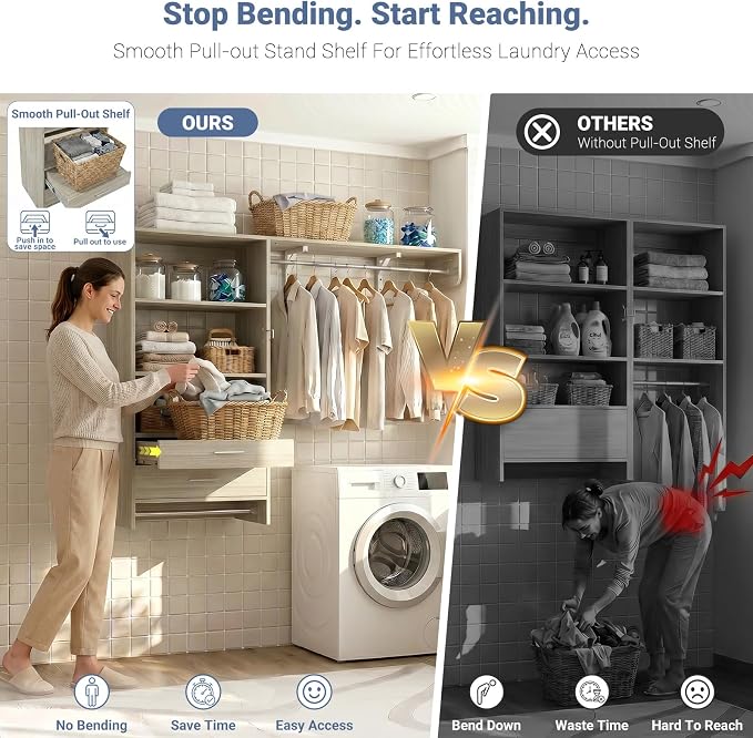 Armocity 60" Wall Mounted Laundry Room Organization - Image 4