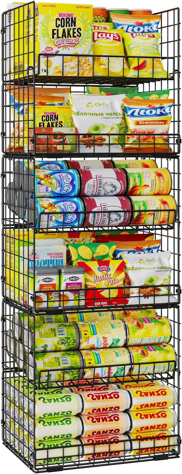 JKsmart 6-Tier XXL Stackable Wire Basket, Snack Organizer by JKsmart