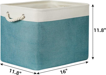 Bidtakay Foldable Storage Bins Set of 2 Tall Cloth Baskets 16" X 11.8" X 11.8" - Image 7
