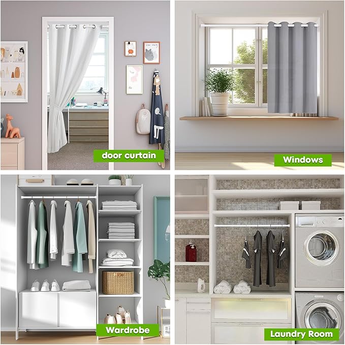 Tension Rods for Windows 28 to 48 Inch Curtain Rods No Drilling White Tension - Image 5