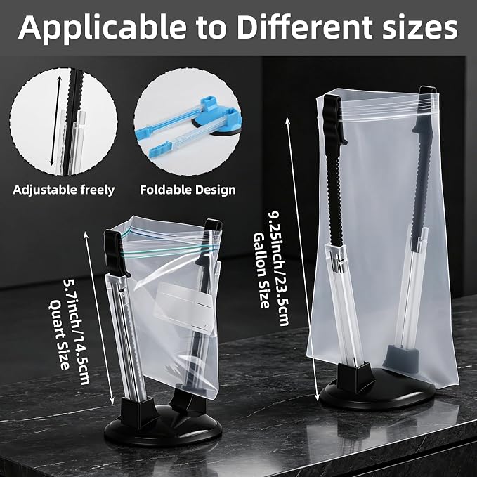 Ziplock Bag Holder for Filling Bags, 10 Pack Adjustable Plastic Bag Holder Stand - Image 4
