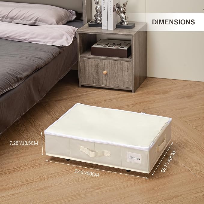 Vincona Under Bed Storage with Wheels, Rolling Under Bed Storage Containers - Image 3