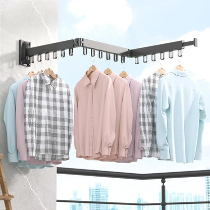 Clothes Drying Rack, Wall Mounted Space-Saver, Retractable, Collapsible - Image 4