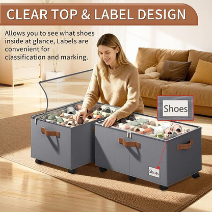 Shoe Organizer for Closet, 2 Pack Shoe Storage Organizer - Image 5
